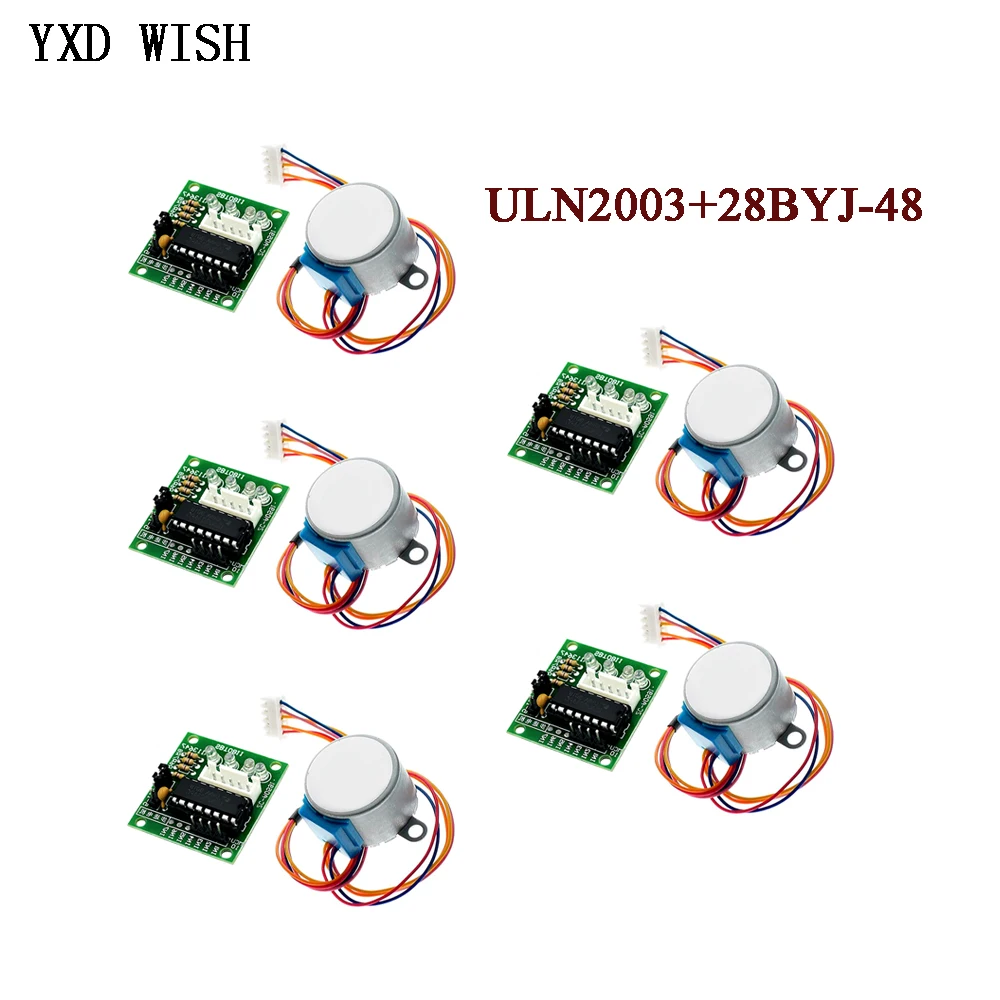 28Byj-48 - มอเตอร์สเต็ปเปอร์แบบมีขั้นตอนลดแรงดัน5V 12V มอเตอร์สเต็ป4เฟสสำหรับ Arduino มอเตอร์5ชิ้น28BYJ-48 ULN2003