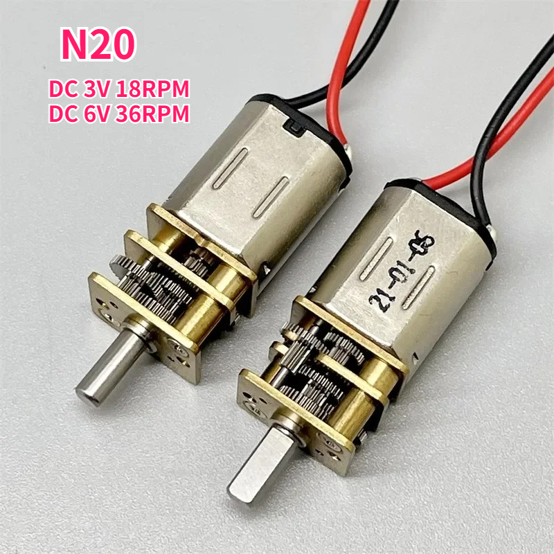 Geared Motor - มอเตอร์เกียร์โลหะขนาดเล็ก N20 DC 3V 18rpm 6V