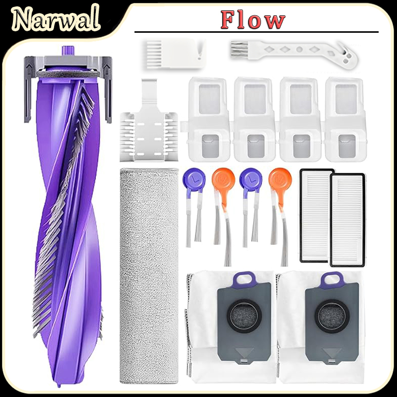 Robot Track - สำหรับอุปกรณ์เสริมหุ่นยนต์ดูดฝุ่น Narwal Flow: แปรงด้านข้าง, แผ่นกรอง, ผ้าถูพื้น,