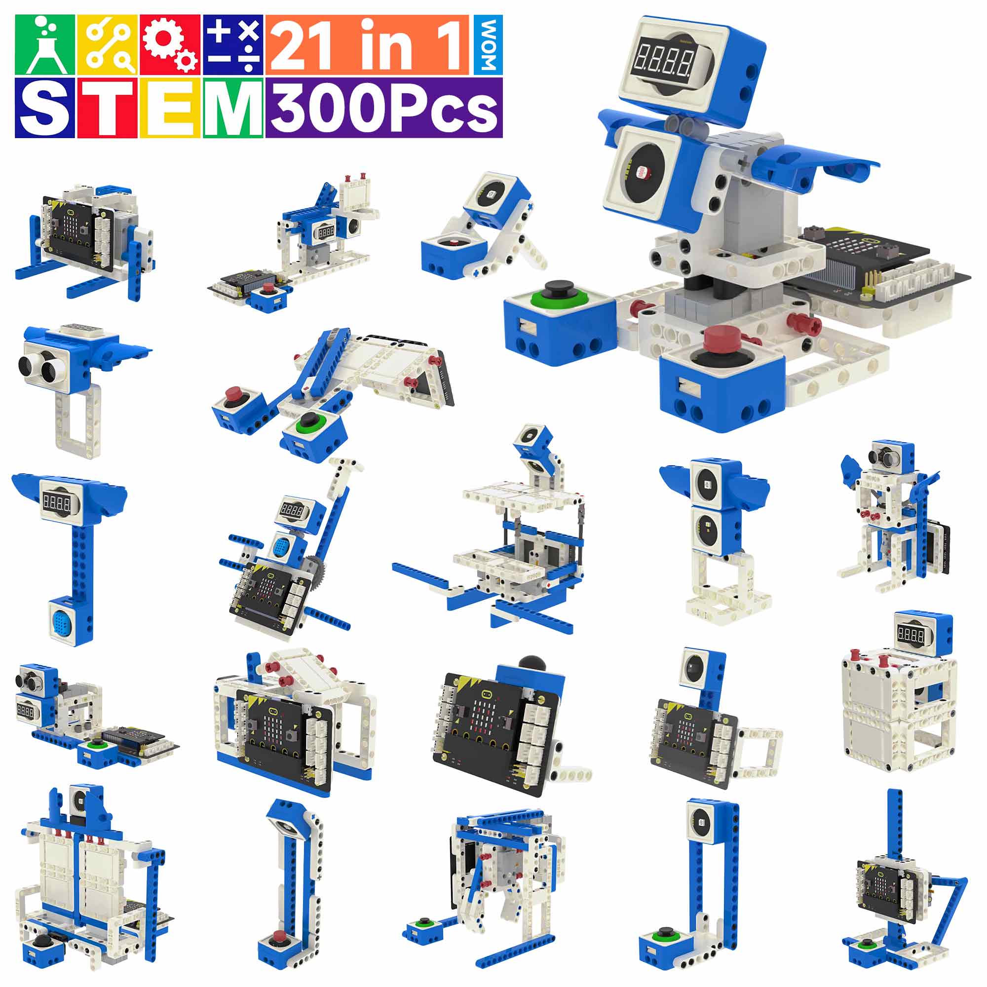 Microbit Robot - ชุดหุ่นยนต์ไมโครบิต 21 in 1 ชุดประกอบอิเล็กทรอนิกส์ DIY