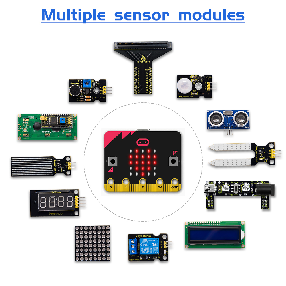Keyestudio ไมโคร: บิต V2ชุดเริ - Microbit Robot บทวิจารณ์และราคา